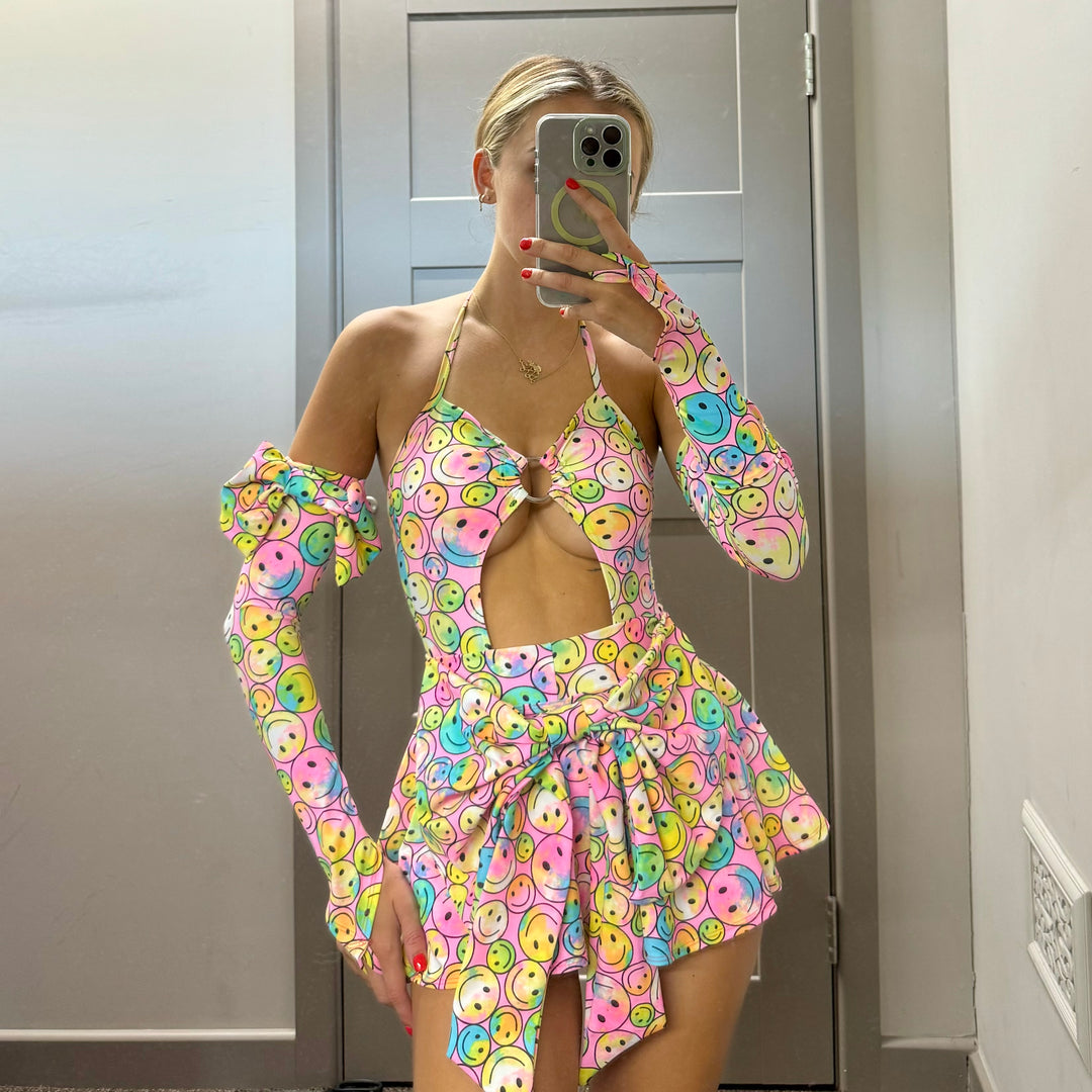 Smiley Bow Skirt Set - XS