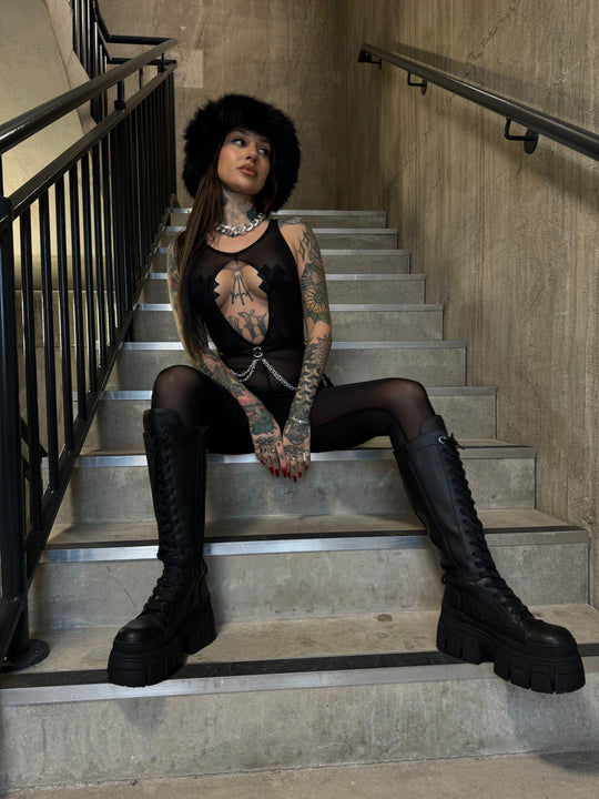 Hanna Cut Out Catsuit Black