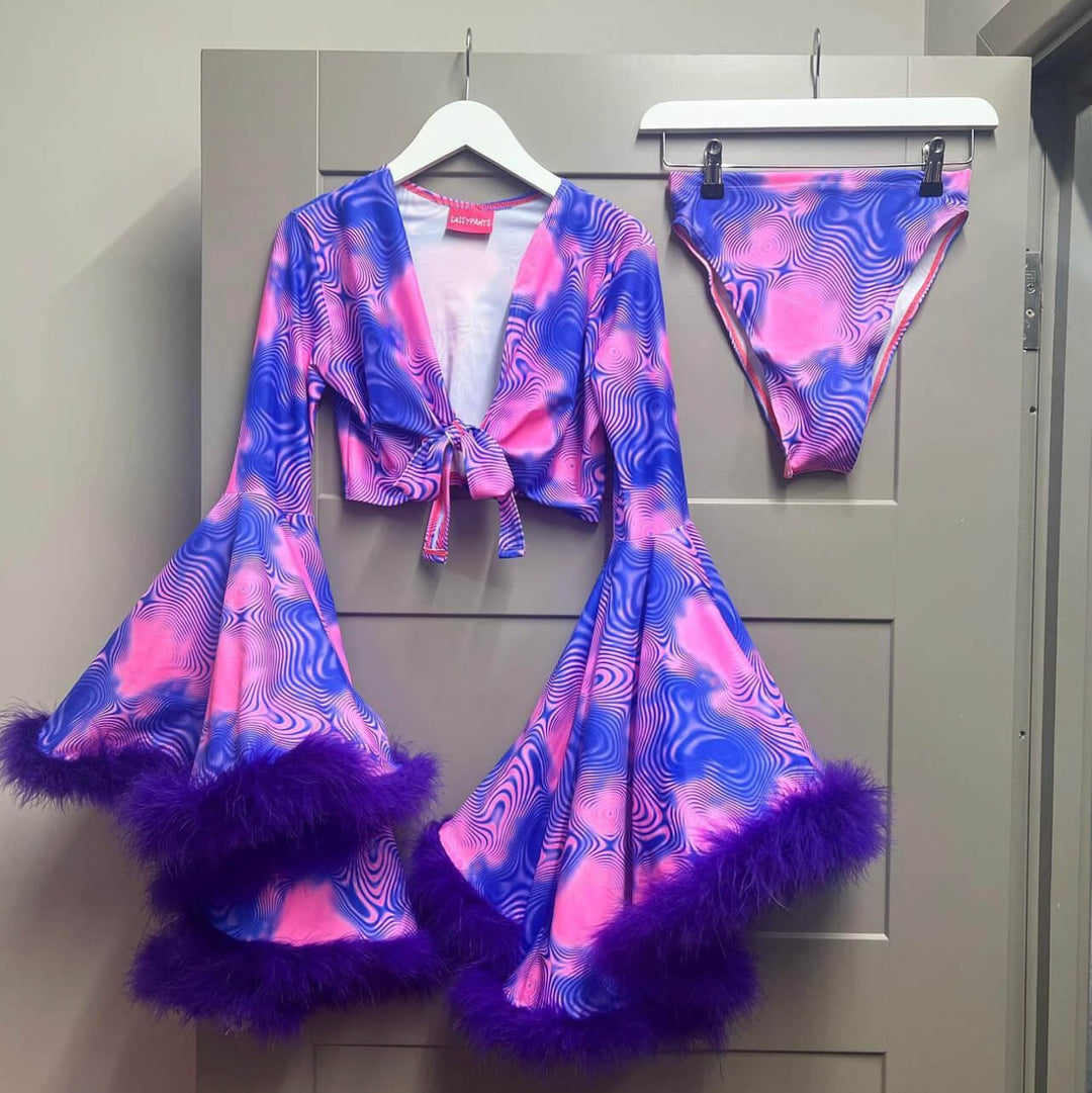 Pink and purple swirl floofy bell sleeve set