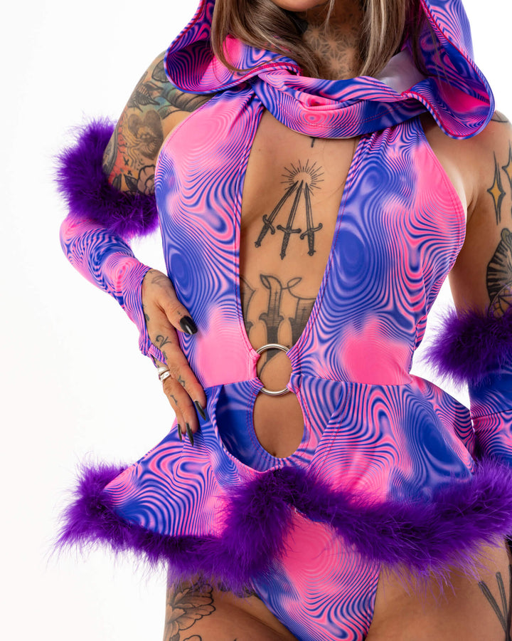 Pink and Purple Swirl Floofy Bodysuit